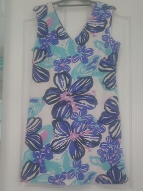 MAHI GOLD White Mini Dress with Blue, Aqua & Lilac Floral Print